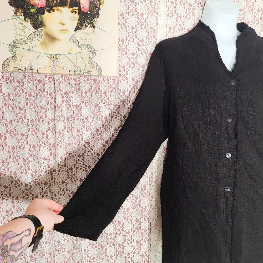 vintage 90sTianello black textured faux suede jacket size large - Picture 7 of 10